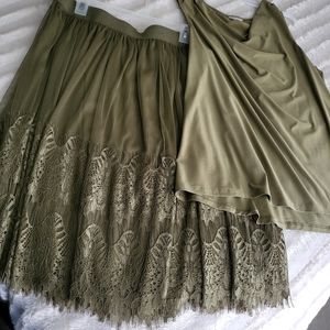 Cato Olive Shell and Tulle Skirt